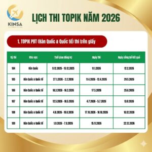 Lịch thi TOPIK 105 Chính Thức Năm 2026